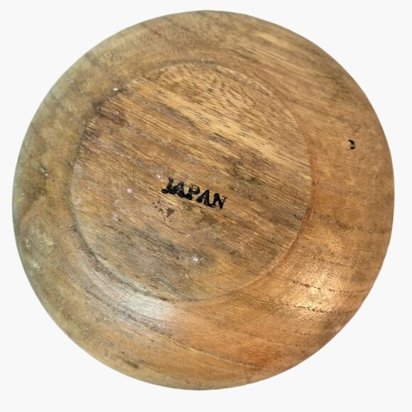 Wood Trinket Bowl Vintage Handcrafted Japan Small 3 inch - Picture 2 of 4